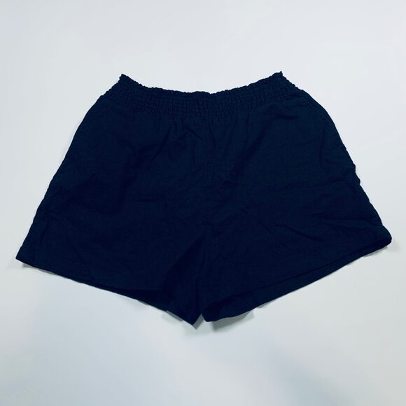 Universal Thread Black Linen Blend Smocked Waist Pull On Shorts M - Picture 4 of 4